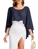 Bbonlinedress Chiffon Capes Damen Sommer Weiche Capelets leichte Tücher Wraps für Abendkleider Schal Stola elegant Umhang Navy