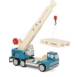 small foot Kranwagen mit Palette aus Holz, Spielfahrzeug für Kinder, mit 360°-drehbarem Kran und Zubehör, ab 2 Jahren, 12639