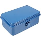 KOMBIUDA Werkzeug-Aufbewahrungsbox aus Metall, tragbarer Werkzeugkasten aus Eisen, Organizer für Mechaniker, Autokofferräume, Werkstatt und Heimreparatur, Befestigung, Blau