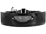 Whirlwanne Eckbadewanne Spa schwarz große Doppelwanne Massage LED 205 cm Tocoa
