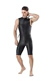 Tauchanzug 2mm Neoprenanzug Shorty for Herren Schwarz Einteiliger Ärmelloser Neoprenanzug Tauchanzug(M)