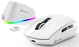 ATTACK SHARK G3PRO Kabellose Gaming-Maus mit Magnetischer Ladestation, PixArt PAW3311-Sensor, Bis zu 25000 DPI, BT/2,4 GHz/Kabelgebunden, 100M Klicks, 59g Superleichte Mäuse für Win11/Xbox/PS/Mac–Weiß
