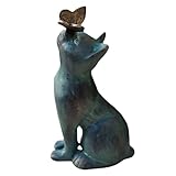 Katze Gartenfiguren für Außen – Lustig Figur Gartendeko für Draußen Balkon Terrassen Geschenke für Frauen Männer Mama Geburtstag Feengarten (Army Green, 20X12X10cm)