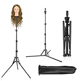 CASDUCT Mannequin-Kopfständer, 160 cm, verstellbarer Perückenständer, verstärktes Metall, Mannequinkopfständer für Kosmetologie, Friseurtraining, Schwarz