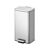 EKO Madison 30L Treteimer, gebürsteter Edelstahl mit Fingerabdruck-resistenter Oberfläche, Tretmülleimer für Küche & Haushalt