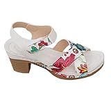 TUDUZ Damen Sandalen LederBlockabsatz mit Knöchelriemen offener Zehenpartie und mittlerem Absatz Business Damensandalen mit Blockabsatz (Green, 40)