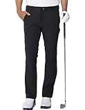AOLI RAY Herren Golf Hosen wasserdichte Golf Stretchhose Schmale Passform Black Golf Trousers Slim fit Stretch Lang Golfhose Golf Pants Schwarz M