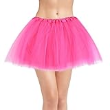 Tütü Damen Rose Rot Erwachsene Tüllrock Stretch 3 Lagen Tüll Ballettrock Karneval Kostüm Party Zubehör Urlaub Tanz Halloween Laufrock 80er Jahre Outfit Ballett Rock