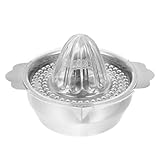 Veemoon Manuelle Saftpresse aus Rostfreiem Edelstahl 304 Tragbarer Handentsafter mit V Förmigem Ausguss und Komfortablem Griff Zitruspresse für Zitronen und Orangen