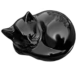 Mezrkuwr Schwarze Obsidian-Katze, Kristalle, Figur, schlafende Katze, Dekoration, Heilstein-Statue, Geschenk, polierte, Geschnitzte Edelsteine, Skulptur, Büro