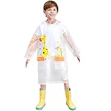 Generisch Regen Kinder Ponchos Regenmantel mit Kapuze wasserdichte Windjacke Regenbekleidung Mantel und Jacke Fleece Matschhose (Orange, 9-10 Years)