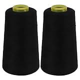 Haofy Serger-Garn, 3.000 Yards, Polyester 402, Schwarz, 2er-Pack, Hohe Zugfestigkeit für Maschinelles Nähen, Quiltprojekte, Heimhandwerk
