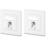 deleyCON 2x CAT7 Netzwerkdose 1 Port - 10 Gigabit – Unterputzdose Ethernet LAN Dose Anschlussdose Datendose Geschirmt + 2x CAT 7 Keystone RJ45 DSL Netzwerk Patchkabel Verlegekabel - Weiß
