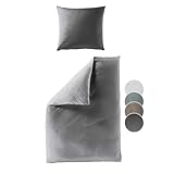 liebling Renforcé Bettwäsche Stein grau, 1 x Bettbezug 135 x 200 cm + 1 x Kissenbezug 40 x 80 aus 100% seidig weicher Baumwolle, 60 Grad, Ökotex Made in Green