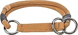 TRIXIE Zug-Stopp Hundehalsband BE NORDIC aus Leder S-M braun – bequemes Hundehalsband für kleine & mittelgroße Hunde mit Zugbegrenzung - robust & elegant – 17121