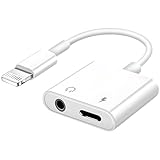 GNUADZ 2 in 1 Lightning to 3.5 mm Jack Adapter,iPhone Headphone Adapter [MFi Certified] Aux Audio Splitter Converter Compatible with iPhone 14 Pro Max/13/12/11/XS/XR/8/7