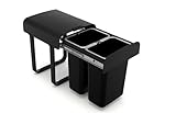 Victory Einbau-Abfallsammler 16 Liter (2 x 8 Liter) schwarz mit Vollauszug ab 300 mm Schrank