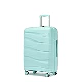 KONO Hartschalenkoffer Mittelgroß Koffer Leicht Hartschale Trolley Reisekoffer mit 4 Rollen und TSA Schloss, 66x46x26.5cm, 70Liter, Zwillingsrollen Polypropylen Rollkoffer (M-Hellgrün, L)