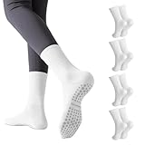 Prizmxed Stoppersocken Damen 4 Paar, Reine Baumwolle, Pilates Socken Sorgen für Stabilen Halt, Yogasocken Sind für Pilates (DE/NL/SE/PL, Alphanumerisch, Einheitsgröße, Regular, Regular, 4, Weiß)