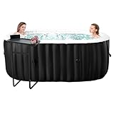 Obqer Hot Tub Aufblasbar für 2 Personen, 2400W In/Outdoor SPA Pool Winterfest Mit 100 LuftdüSen, Frostschutz, 660 Liter, Auslaufsichere, Energiesparend, Auto Aufblasen, Bubble Spa & Wellness Massage