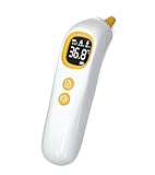 Femometer Thermomètre auriculaire numérique de haute précision pour enfants, adultes et tout-petits, 32 mémoires, 21 couvercles de sonde jetables, compatible avec FSA et HSA (weiß)