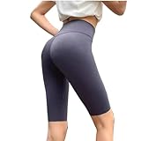 AHIOJEGX Radlerhose Damen Gepolstert Damen Radlerhose, dünn, Fitness, lässig, hohe Taille, Biker, kurz, Frühling, Sommer, schmale Böden, atmungsaktive Shorts, Streetwear, Yoga(Gray,XL)
