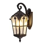 LUOYAOB Europäische Retro-Wandleuchte for den Außenbereich, Glasschirm, Wandleuchte mit E27-Sockel, Aluminiumgehäuse, Wandlampe for Veranda, Eingangsbereich, Garage, Flur, Wohnzimmer