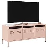 Youuihom TV-Möbel Rosa 101,5x39x43,5 cm aus kaltgewalztem Stahl, Lowboard mit 3 Schubladen, robuster Fernsehschrank für modernes Wohnzimmer, Schlafzimmer und Flur