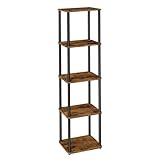 VASAGLE Superschnelle werkzeuglose Montage, Regal mit 5 Ebenen, Standregal, Aufbewahrungsregal, 23,8 x 38 x 139 cm, Wohnzimmer, Schlafzimmer, Küche, vintagebraun-tintenschwarz LLS135K01