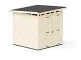 Upyard Gartenhaus Strongbox XL - Robuste Holz Gerätehaus mit imprägniertem Fundament und extra Strapazierfähigem Kunststoff Dach, 203x203 cm, Naturholz