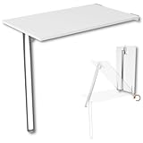 KDR Wandklapptisch 80x50 cm Weiß – Klapptisch mit Tischbein in Chrom zur Wandmontage – als Esstisch, Schreibtisch oder Küchentisch – Höhe 74 cm