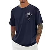 T-Shirt Herren Herrenmode Lose Einfarbig Freizeit Kurzarm Sommer Tshirt mit Buchstaben Essential Bequeme Streetwear Rundhalsausschnitt Drucken Tops Shirt Männer Outdoor Sportshirts Strandhemd