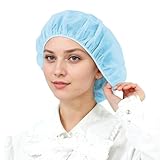 100 Stück Haarnetz küche - OP Haube aus Einwegstoff Weiß, Einweg Haarnetze für die Küche oder Zahnarzt, Hygienezubehör für die Medizin, OP Kopfhauben 52cm (Blau)