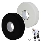 Pizsieat 2 Rollen Hockey Tape 25m x 25mm Eishockey Tape Rutschfestes Eishockey Schläger Tape, Selbstklebendes Schlägertape Hockey Grip Tape für Eishockeyschläger Tennisschläger Badminton Schwarz Weiß