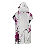 CDXNORA Modepflanzen Badeponcho Damen Herren - Lila Blume Schnelltrocknender Surf Poncho - Leichtes Handtuch Kleid Mit Kapuze - Umziehhilfe Handtuch Poncho Erwachsene