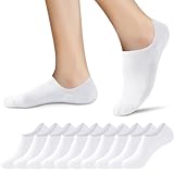 Niofind Sneaker Socken Damen Füßlinge Herren 10 Paar Füsslinge Unisex Atmungsaktiv Unsichtbare Kurze No Show Socken Baumwolle Rutschfeste Footies Silikonpad Verhindert Verrutschen 39-42 (Weiß)