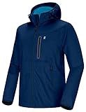 Little Donkey Andy Leichte Kapuzen-Softshelljacke für Herren zum Laufen, Wandern, winddicht, wasserabweisend, Dunkelblau M