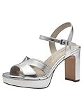Tamaris Damen Sandalen mit Absatz Vegan Blockabsatz; SILVER/metallic; 41