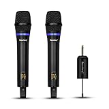 Drahtloses Mikrofon, UHF-Metall-Dual-Handheld-Dynamisches Mikrofonsystem mit wiederaufladbarem Empfänger, für Karaoke-Gesang, Hochzeit, DJ, Party, Rede, Kirche, Klassengebrauch - Depusheng W8, Schwarz