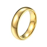 Tolldek Verlobungsring 6MM, Poliert Herrenring Bandring, Wolfram Freundschaftsringe Hochzeitsring Gold für Männer, Gr.65 (20.7)