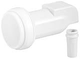 Goobay 67269 Universal Single LNB Digitaler Satelliten Empfang 1 Teilnehmer direkt digitales Fernsehen UHD 8K F Buchse Wetterschutz Sat Weiß