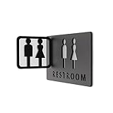 EYRMQWJPC Toilette Sign， Badezimmerschild for Männer und Frauen, Einkaufszentrum, Bürogebäude, Türschilder, Erinnerungsanzeige, Orientierungsschild, Badezimmerschild, 3D-Seitenmontage(20x12cm)
