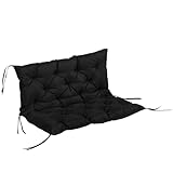 Outsunny 2 Sitzer Bankauflage 100 x 98 x 8 cm Sitzkissen mit Bänder Rückenkissen für Indoor/Outdoor Polster Auflage für Sitzbank Gartenbank Gartenmöbel Hollywoodschaukeln Schwarz