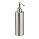 Relaxdays Seifenspender, 300 ml, Edelstahl, nachfüllbar, Seife, Duschgel, Badezimmer, Küche, Handseifenspender, Silber