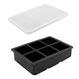 Veemoon Silikon Eiswürfelform mit Deckel 6 Fach Wiederverwendbare Eiswürfelbox für Haushalt und Bar Lebensmittelecht Geruchsdicht Leicht Entformbar Passend für Kühlschrank
