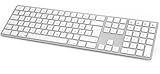 JOYACCESS Bluetooth-Tastatur mit Mehreren Geräten, drahtlose Tastatur in voller Größe mit Ziffernblock, Wechseln Sie zu 3 Geräten für PC, Laptop, MacBook Pro/Air, iPad/iPhone/iMac-Silver