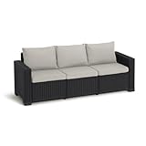 Allibert Outdoor Sofa in Rattanoptik 3 Sitzer aus UV-beständigem Material Lounge Sofa für Garten Terasse Balkon Couch Rattanmöbel Gartenmöbel Wetterfest Gartenbank Salta 3-Sitzer mit Kissen Sand