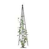 Gartenpflanzenstütze aus Metall, Pyramidenspalier für Kletterpflanzen, 90 x 180 cm, höhenverstellbar, für den Außenbereich, Rosensäule, Schwarz (120 cm H)