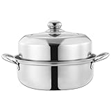 CRILSTYLEO Dampfgarer Aus Edelstahl Gemüsedampfer Dampfentsafter Dampftopf Dampfgarer Zum Kochen Nudeltopf Wiederverwendbarer Dampfgarer Dim-sum-dampfgarer Speisetopf Silver Rostfreier Stahl
