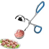 Meat Baller, Edelstahl Antihaft Fleischbällchen Maker Zange Kuchenbällchen Maker mit Gummigriffen Küchenwerkzeug für Obst, Fleischbällchen, Kuchen, Eiscreme 3,5 cm(Blau)